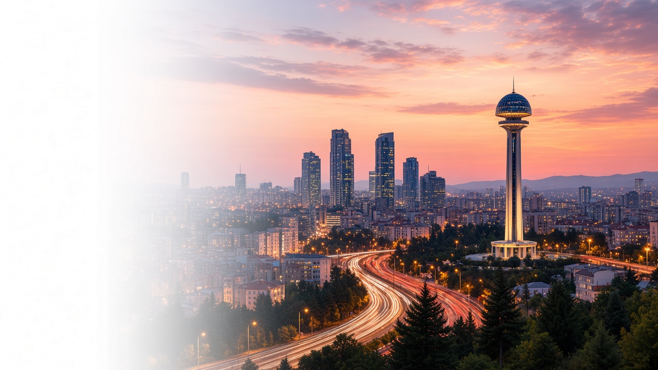 Gün batımında Ankara silueti ve Atakule